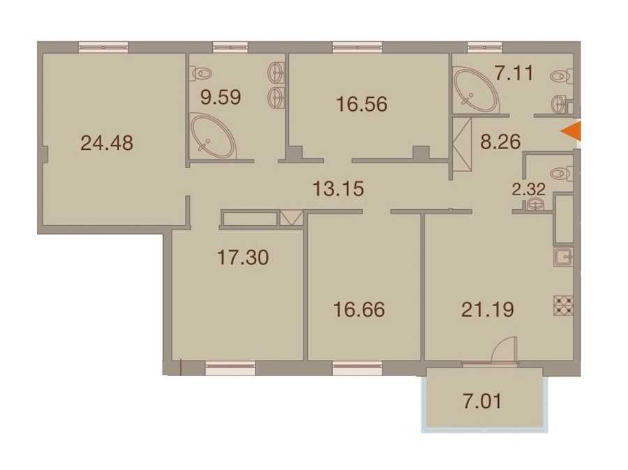 Четырехкомнатная квартира в : площадь 140.13 м2 , этаж: 8 – купить в Санкт-Петербурге